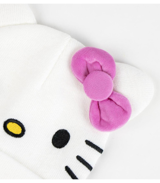 ДЕТСКА ЗИМНА ШАПКА HELLO KITTY БЯЛА С РОЗОВА ПАНДЕЛКА Cerda