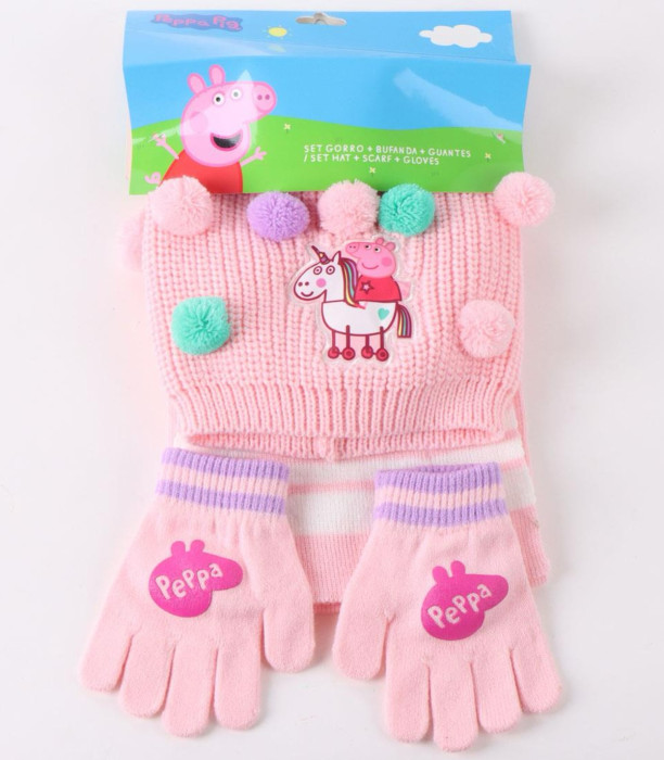 ДЕТСКА ШАПКА С ТОПЧЕНЦА, ШАЛ И РЪКАВИЦИ PEPPA PIG Cerda