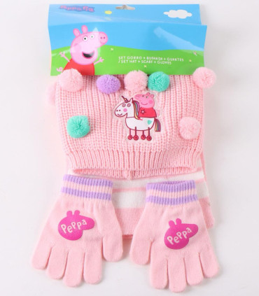 ДЕТСКА ШАПКА С ТОПЧЕНЦА, ШАЛ И РЪКАВИЦИ PEPPA PIG Cerda