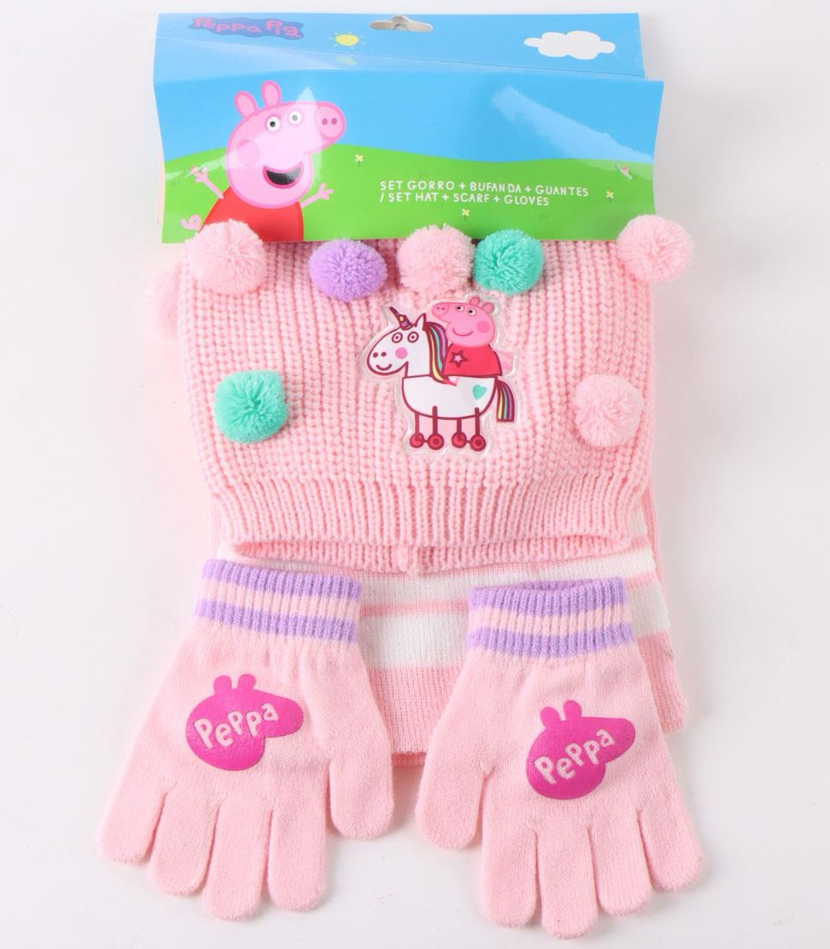 ДЕТСКА ШАПКА С ТОПЧЕНЦА, ШАЛ И РЪКАВИЦИ PEPPA PIG Cerda
