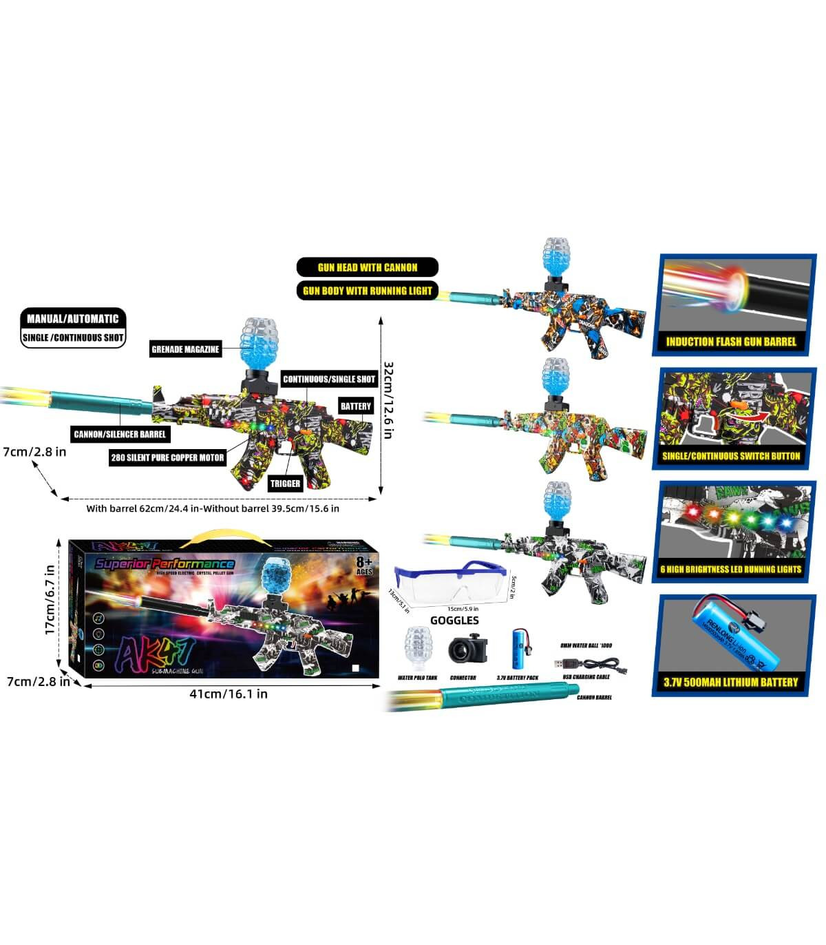 ДЕТСКА ПУШКА АК47 С АВТОМАТИЧНО ИЗСТРЕЛВАНЕ НА ВОДНИ ГЕЛ ТОПЧЕТА Armtoys