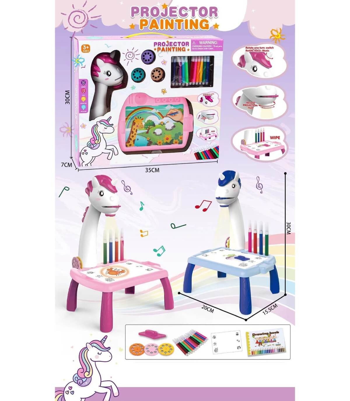 ДЕТСКА МАСА ЗА РИСУВАНЕ С ПРОЕКТОР ЕДНОРОГ Armtoys