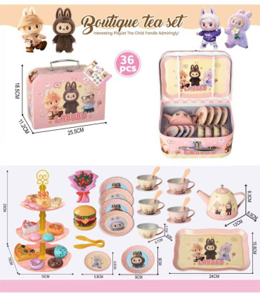 ДЕТСКИ АЛУМИНИЕВ ЧАЕН КОМПЛЕКТ В КУФАР 36 ЧАСТИ ЛАБУБУ Armtoys