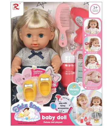 ПИКАЕЩА КУКЛА С МИГАЩИ ОЧИ И ПАНТОФИ СИНЯ РОКЛЯ Armtoys