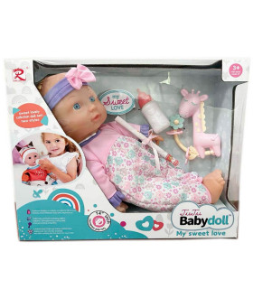 ГОЛЯМО ЛЕГНАЛО БЕБЕ КУКЛА + 10 ЗВУКА С ЖИРАФ И АКСЕСОАРИ Armtoys