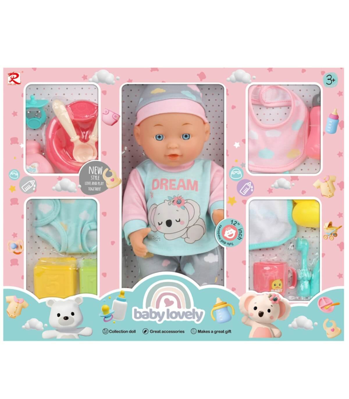 КУКЛА БЕБЕ DREAM С ПРИБОРИ ЗА ХРАНЕНЕ И АКСЕСОАРИ Armtoys
