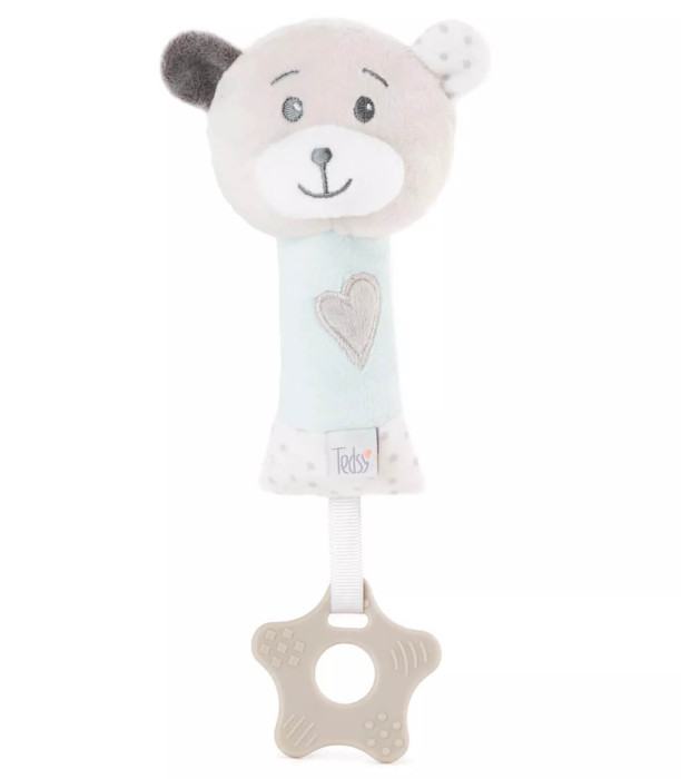 ПЛЮШЕНА БЕБЕШКА ДЪРЖАЛКА МЕЧЕ 24 СМ РОЗОВ/СИН Amek toys