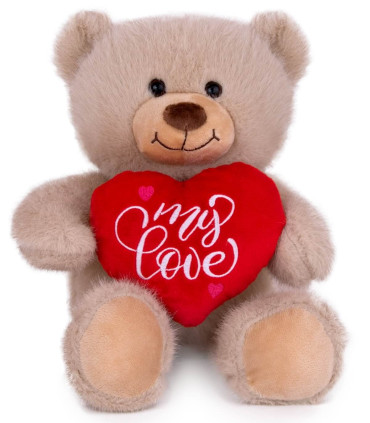 ПЛЮШЕНО МЕЧЕ СЪС СЪРЦЕ 25 СМ БЯЛО/БЕЖОВО Amek toys