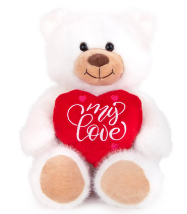 ПЛЮШЕНО МЕЧЕ СЪС СЪРЦЕ 25 СМ БЯЛО/БЕЖОВО Amek toys