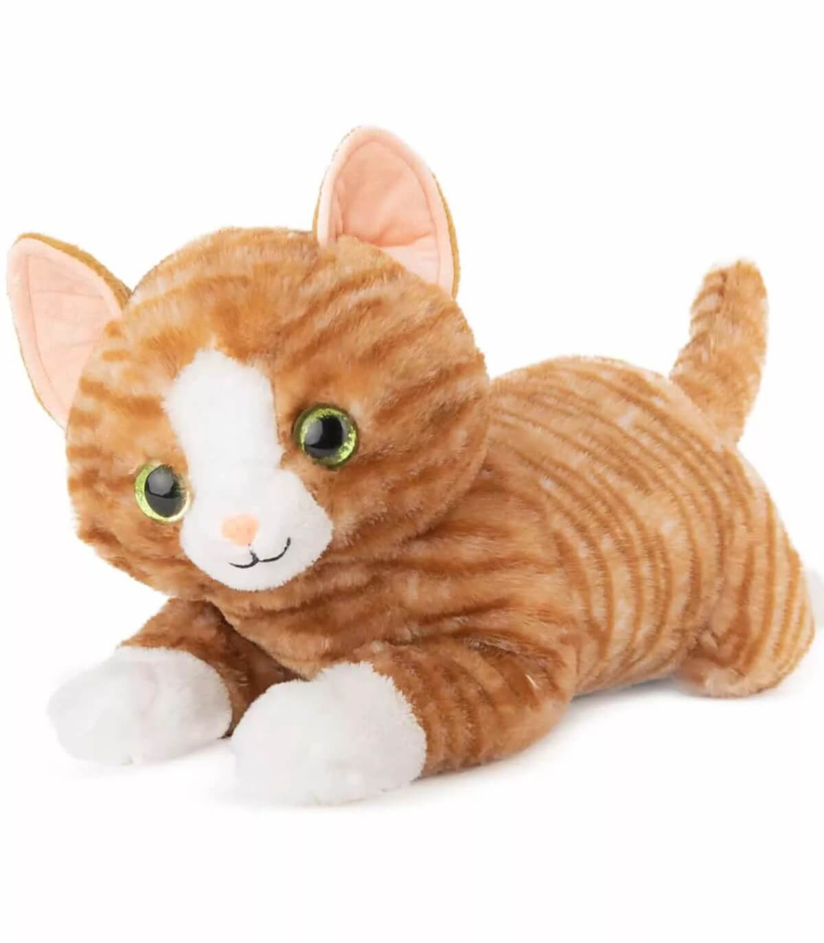 ПЛЮШЕНО ЛЕГНАЛО КОТЕ СЪС ЗВУК 50 СМ ОРАНЖЕВО/СИВО Amek toys