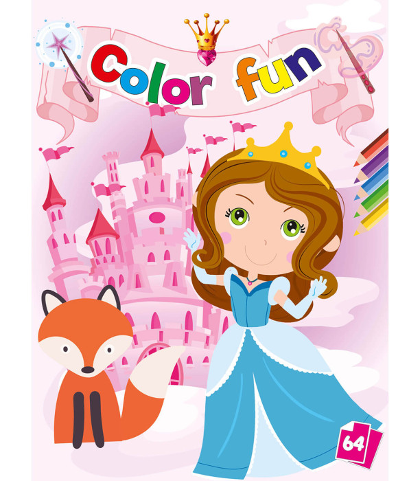 КНИЖКА ЗА ОЦВЕТЯВАНЕ ПРИНЦЕСИ COLOR FUN 64 СТР. 8 ВИДА Boek Specials Nederland bv