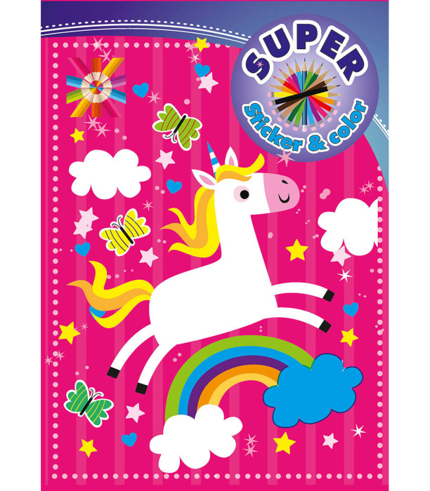 КНИЖКА ЗА ОЦВЕТЯВАНЕ SUPER STICKER & COLOR 32 СТР. 6 ВИДА Boek Specials Nederland bv