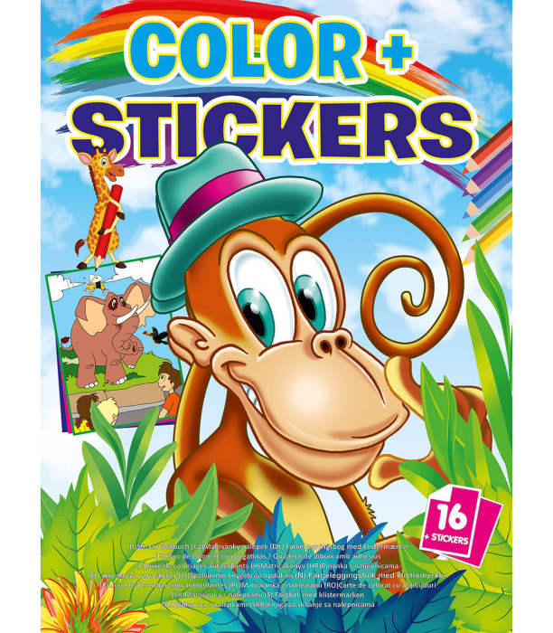 КНИЖКА ЗА ОЦВЕТЯВАНЕ COLOR + STICKERS 16 СТР. 4 ВИДА Boek Specials Nederland bv