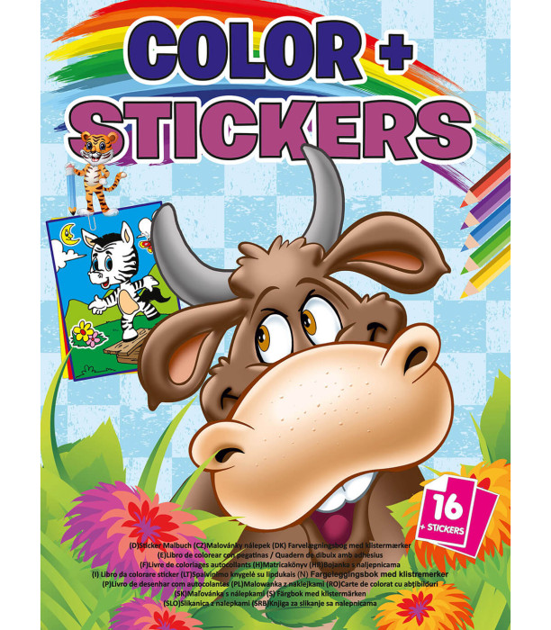КНИЖКА ЗА ОЦВЕТЯВАНЕ COLOR + STICKERS 16 СТР. 4 ВИДА Boek Specials Nederland bv