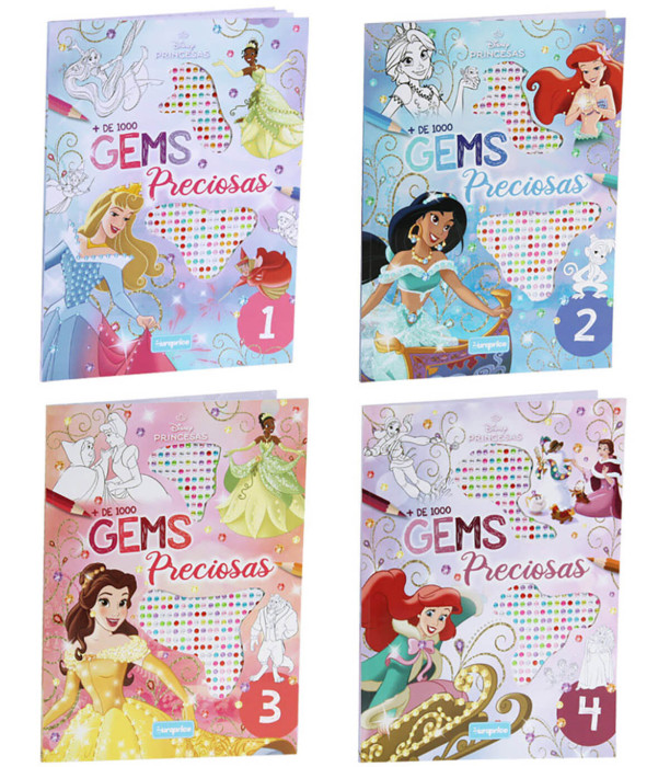 КНИЖКА ЗА ОЦВЕТЯВАНЕ DISNEY PRINCESS 24 СТР. + 1000 ДИАМАНТЕНИ КАМЪЧЕТА 4 ВИДА Europrice
