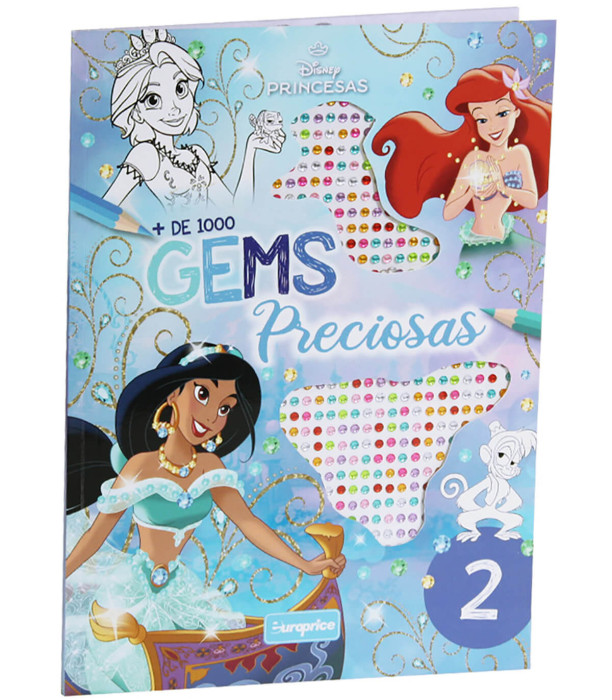 КНИЖКА ЗА ОЦВЕТЯВАНЕ DISNEY PRINCESS 24 СТР. + 1000 ДИАМАНТЕНИ КАМЪЧЕТА 4 ВИДА Europrice
