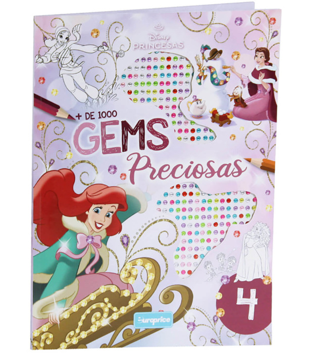 КНИЖКА ЗА ОЦВЕТЯВАНЕ DISNEY PRINCESS 24 СТР. + 1000 ДИАМАНТЕНИ КАМЪЧЕТА 4 ВИДА Europrice