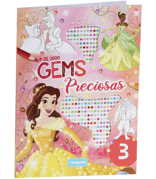 КНИЖКА ЗА ОЦВЕТЯВАНЕ DISNEY PRINCESS 24 СТР. + 1000 ДИАМАНТЕНИ КАМЪЧЕТА 4 ВИДА Europrice