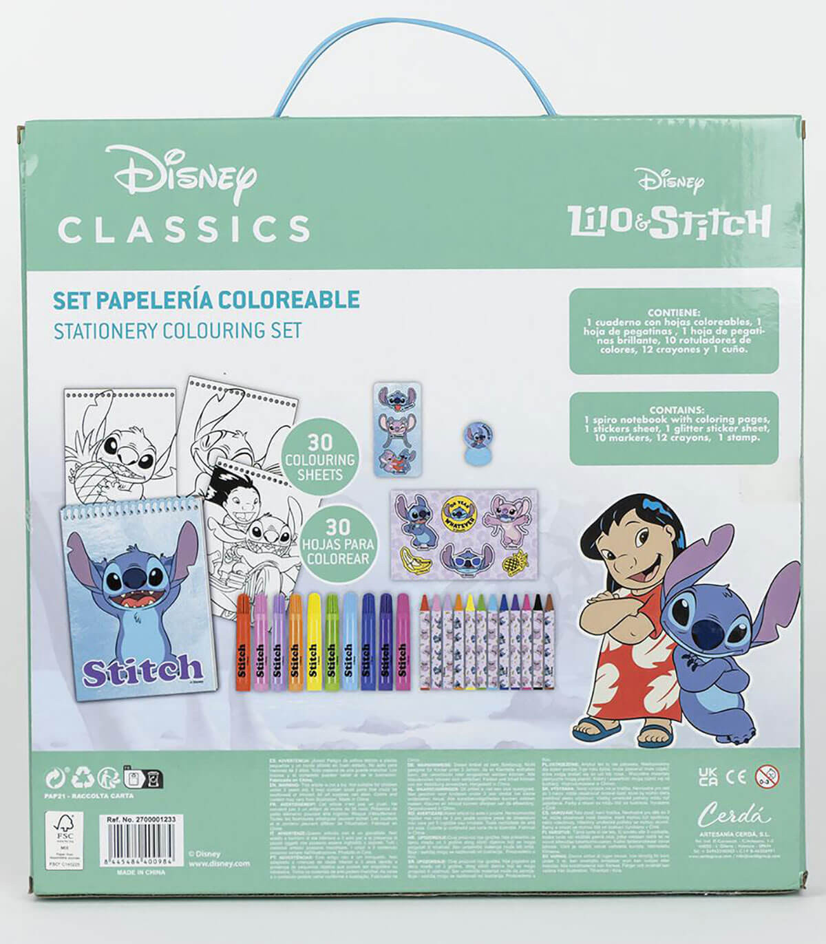 РИСУВАТЕЛЕН КОМПЛЕКТ С ТЕФТЕР И СТИКЕРИ STITCH Cerda