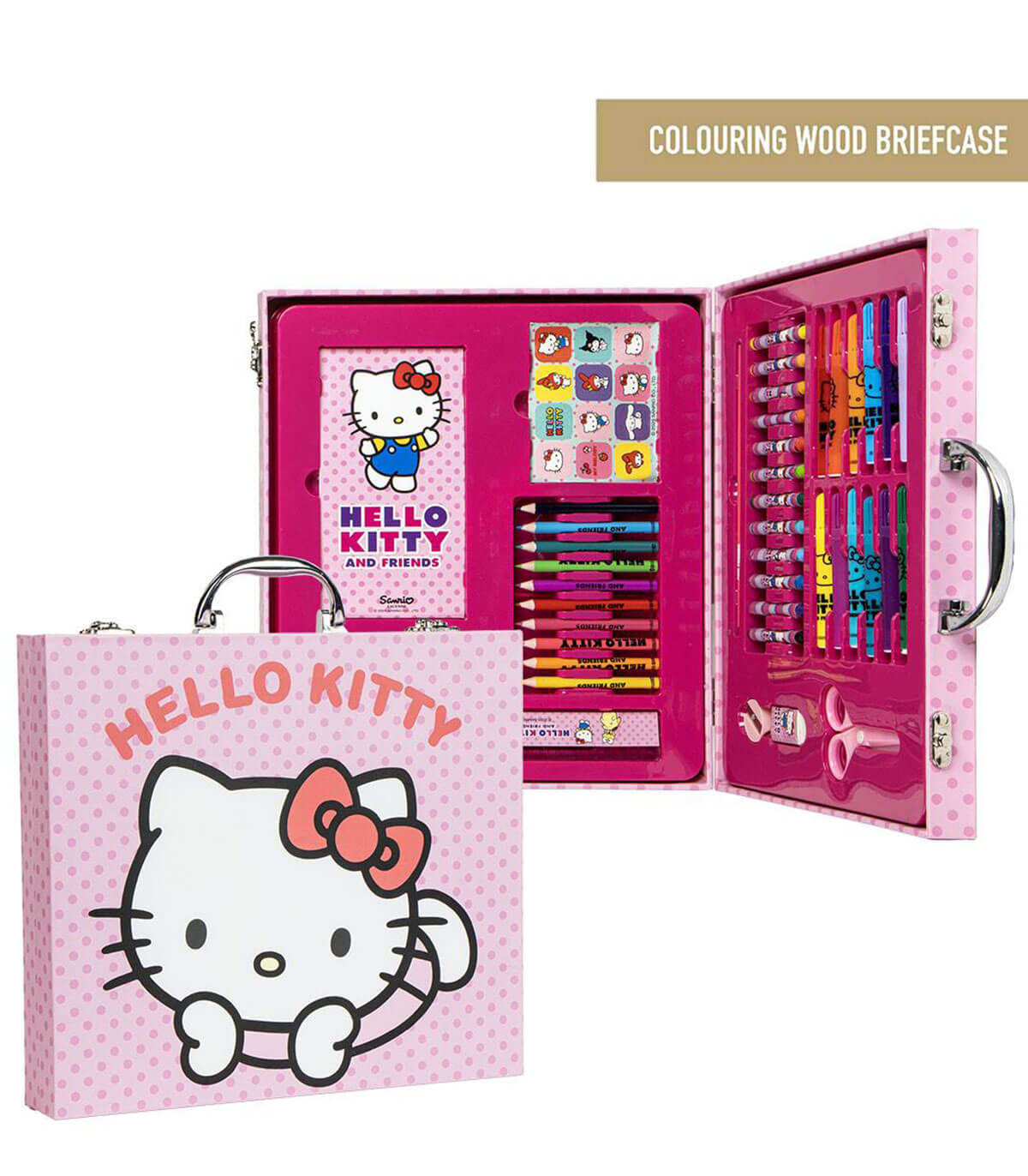 РИСУВАТЕЛЕН КОМПЛЕКТ В КУФАР С МЕТАЛНА ДРЪЖКА HELLO KITTY Cerda