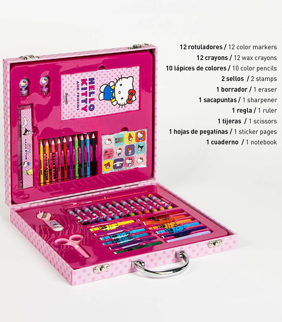 РИСУВАТЕЛЕН КОМПЛЕКТ В КУФАР С МЕТАЛНА ДРЪЖКА HELLO KITTY Cerda