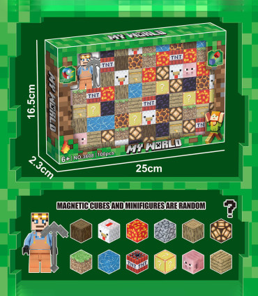 ДЕТСКИ МАГНИТНИ КУБЧЕТА MINECRAFT 100 ЧАСТИ Armtoys