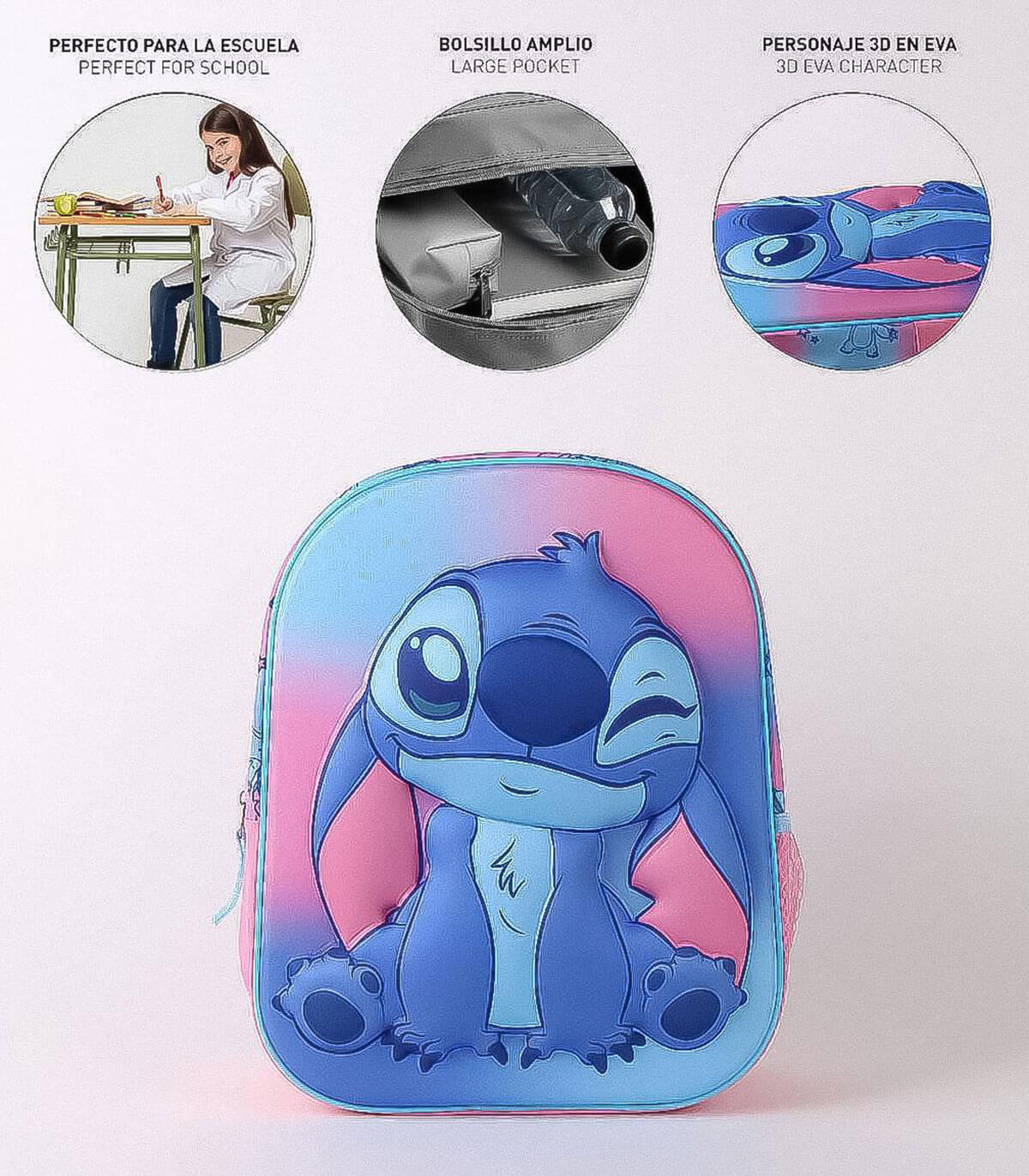 ДЕТСКА РАНИЦА 3D STITCH РОЗОВ