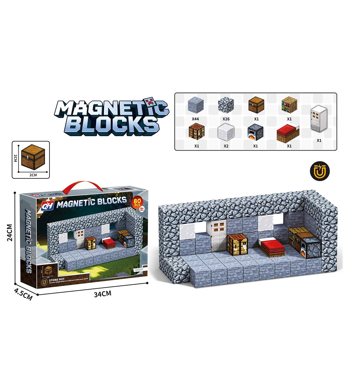 МАГНИТЕН КОНСТРУКТОР 80 ЧАСТИ МАЙНКРАФТ