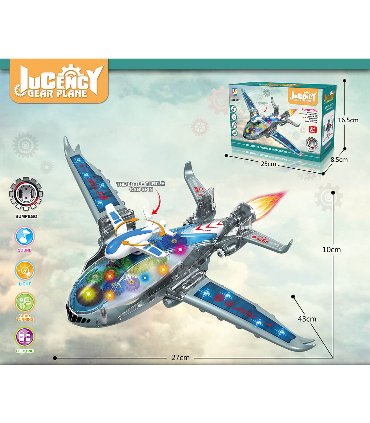 САМОЛЕТ СЪС ЗЪБНИ КОЛЕЛА НА БАТЕРИИ ПРОЗРАЧЕН - САМОЛЕТИ И ХЕЛИКОПТЕРИ