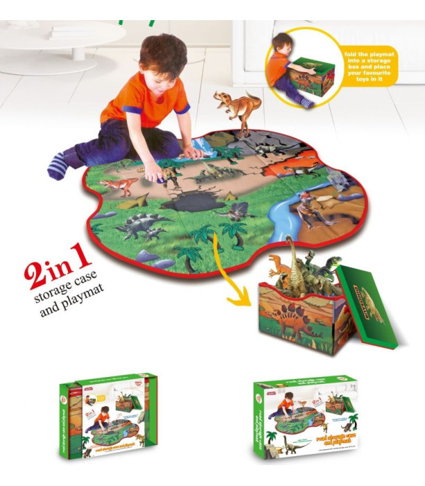 КИЛИМ-КУТИЯ ЗА ИГРАЧКИ 2 В 1 - Динозаври