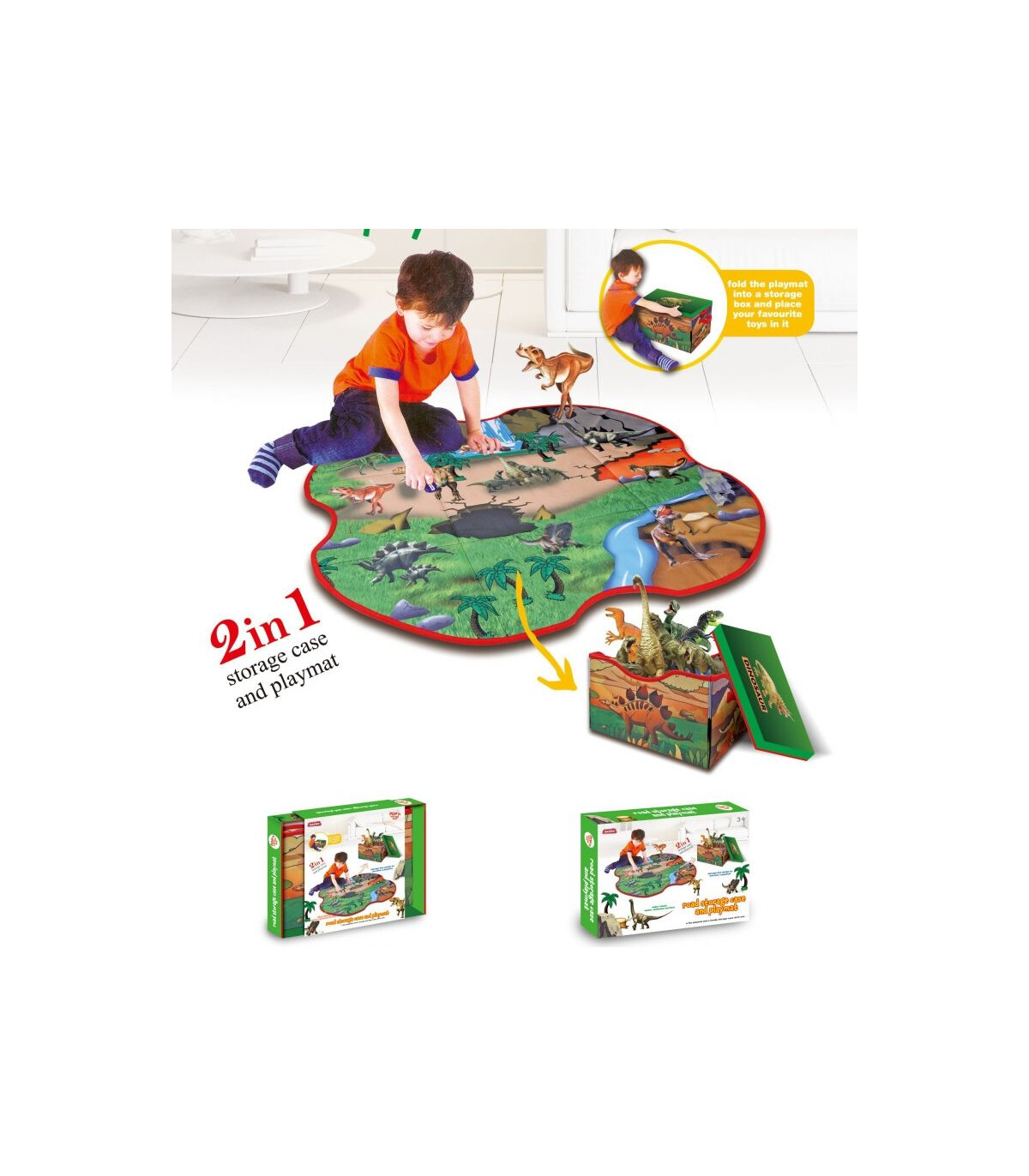 КИЛИМ-КУТИЯ ЗА ИГРАЧКИ 2 В 1 - Динозаври