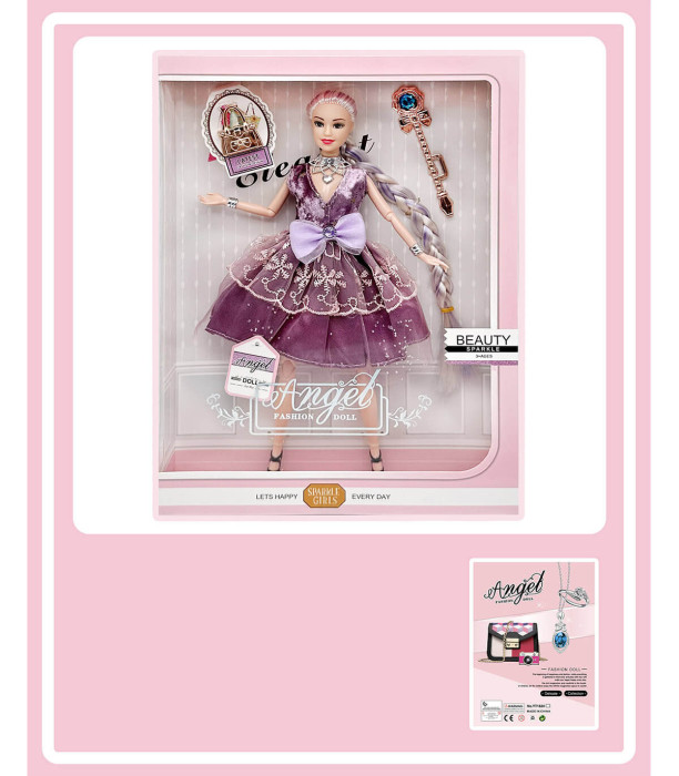 КУКЛА С ДЪЛГА ПЛИТКА И ДАНТЕЛЕНА РОКЛЯ ANGEL - КУКЛИ И РУСАЛКИ