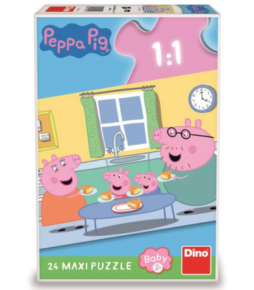 МАКСИ ПЪЗЕЛ PEPPA PIG: ОБЯД 24 ЧАСТИ - ПЪЗЕЛИ И КУБЧЕТА
