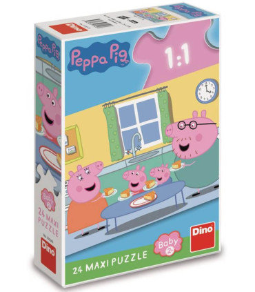 МАКСИ ПЪЗЕЛ PEPPA PIG: ОБЯД 24 ЧАСТИ - ПЪЗЕЛИ И КУБЧЕТА