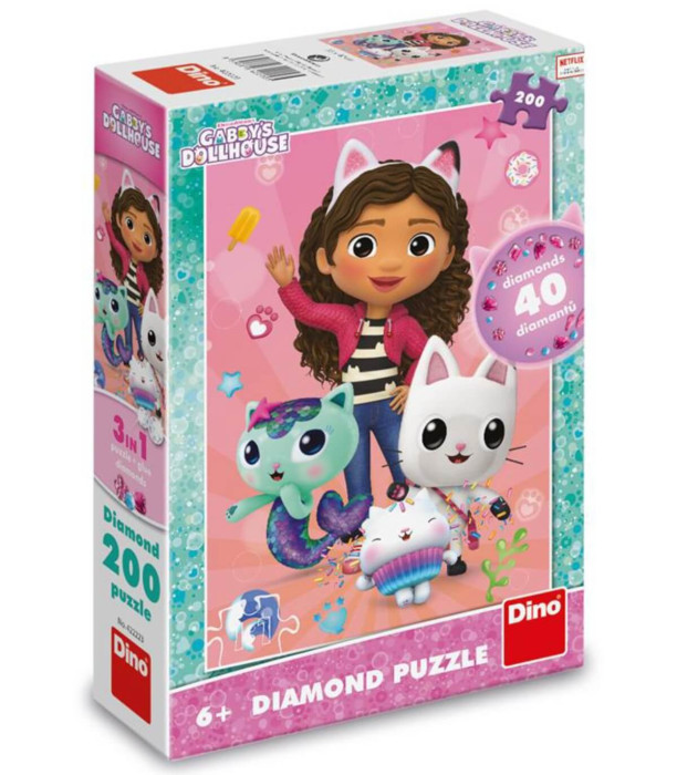 ДЕТСКИ ПЪЗЕЛ GABBY'S DOLLHOUSE 200 ЧАСТИ ДИАМАНТ - ПЪЗЕЛИ И КУБЧЕТА