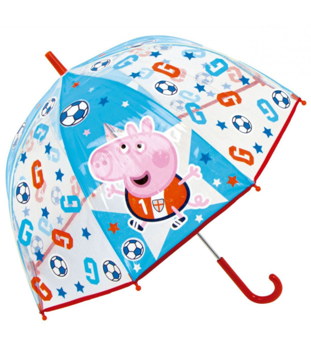 ДЕТСКИ РЪЧЕН ЧАДЪР КАМБАНА PEPPA PIG - GEORGE ПРОЗРАЧЕН 2 ЦВЯТА - ДЕТСКИ ЧАДЪРИ