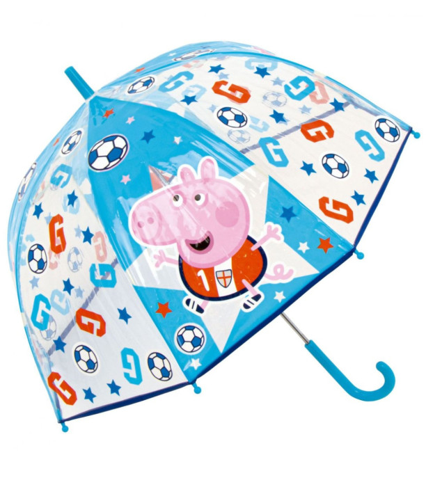 ДЕТСКИ РЪЧЕН ЧАДЪР КАМБАНА PEPPA PIG - GEORGE ПРОЗРАЧЕН 2 ЦВЯТА - ДЕТСКИ ЧАДЪРИ