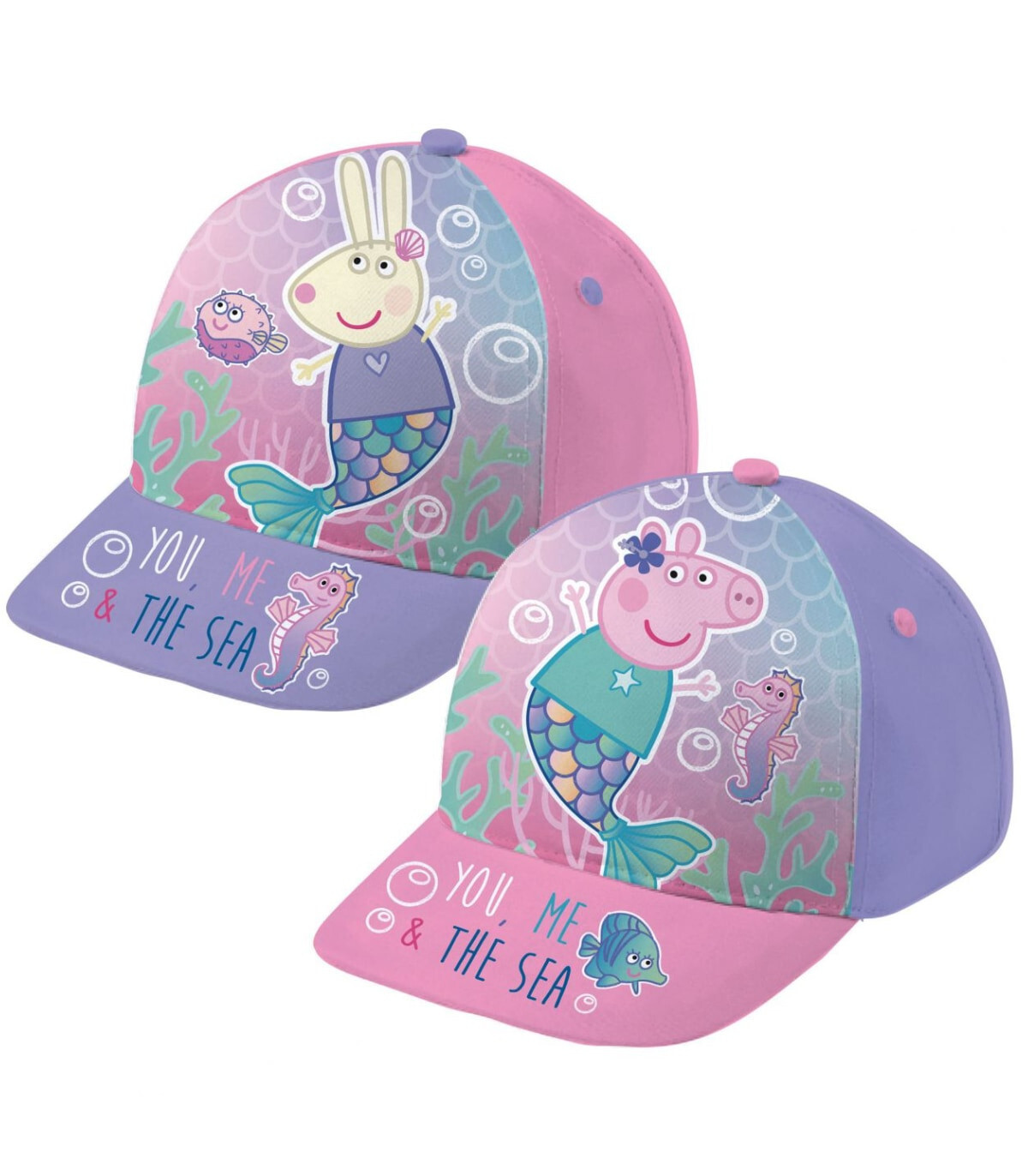 БЕБЕШКА ШАПКА С КОЗИРКА PEPPA PIG 2 ЦВЯТА 44/46 - ДЕТСКИ ШАПКИ