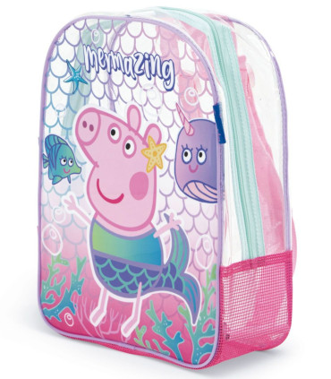 ДЕТСКА ПЛАЖНА РАНИЦА ПРОЗРАЧНА PEPPA PIG 32*25*23 - ДЕТСКИ РАНИЦИ