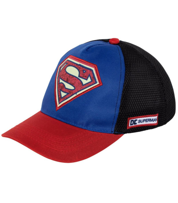 ДЕТСКА ШАПКА С КОЗИРКА, МРЕЖА И БРОДЕРИЯ SUPERMAN 51/54 - ДЕТСКИ ШАПКИ