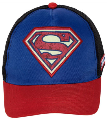 ДЕТСКА ШАПКА С КОЗИРКА, МРЕЖА И БРОДЕРИЯ SUPERMAN 51/54 - ДЕТСКИ ШАПКИ