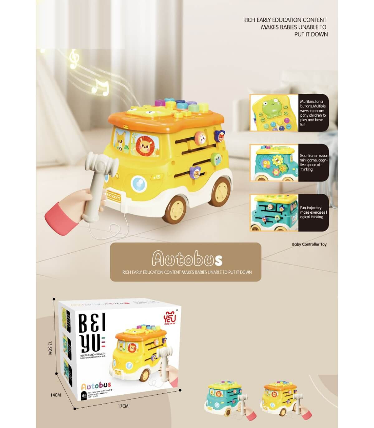 БЕБЕШКИ МУЗИКАЛЕН БУС С ЧУКЧЕ И ФУНКЦИИ Armtoys