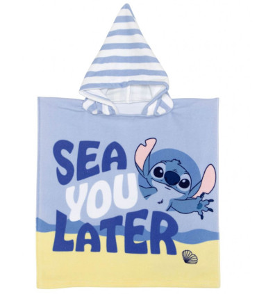 ДЕТСКО ХАВЛИЕНО ПОНЧО STITCH 50*100 - ДЕТСКИ ПЛАЖНИ ХАВЛИИ