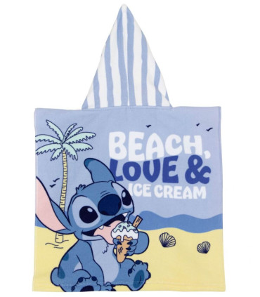 ДЕТСКО ХАВЛИЕНО ПОНЧО STITCH 50*100 - ДЕТСКИ ПЛАЖНИ ХАВЛИИ