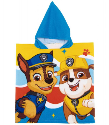 ДЕТСКО ХАВЛИЕНО ПОНЧО PAW PATROL МОМЧЕ 50*100 - ДЕТСКИ ПЛАЖНИ ХАВЛИИ