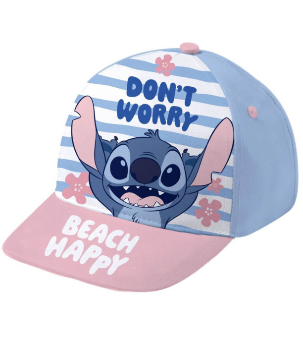 БЕБЕШКА ШАПКА С КОЗИРКА STITCH СИН/РОЗОВ 44/46 - ДЕТСКИ ШАПКИ