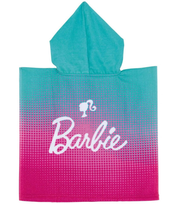 ДЕТСКО ХАВЛИЕНО ПОНЧО BARBIE 50*100 - ДЕТСКИ ПЛАЖНИ ХАВЛИИ