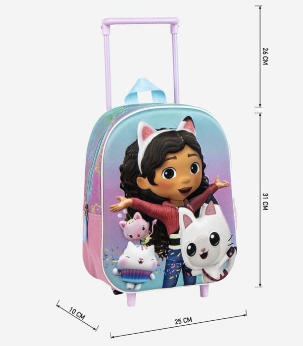 ДЕТСКА РАНИЦА 3D С КОЛЕЛЦА GABBY'S DOLLHOUSE Cerda