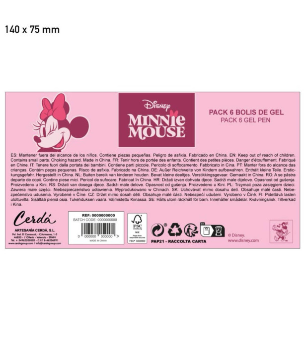 ХИМИКАЛКИ ГЕЛ 6 БР. В СИЛИКОНОВ НЕСЕСЕР MINNIE Cerda