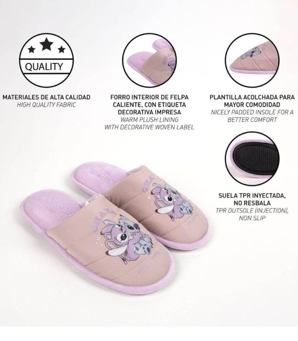 ПАНТОФИ РОЗОВИ ANGEL & STITCH 36-40 СЕРИЯ Cerda